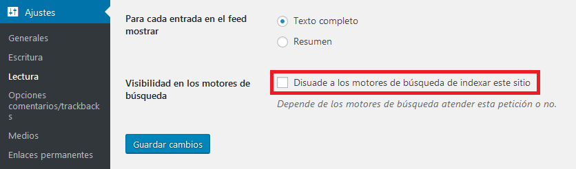 disuadir a los motores de búsqueda en WordPress (Errores SEO)