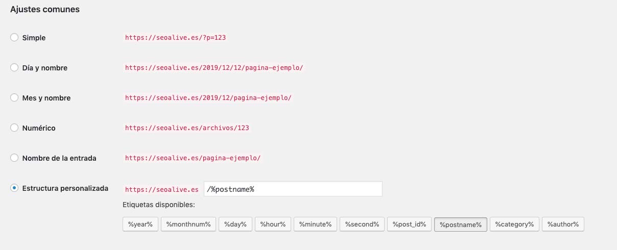 Estructura de urls en wordpress