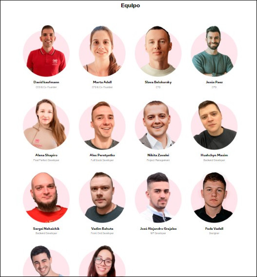 Página de equipo de SEOcrawl