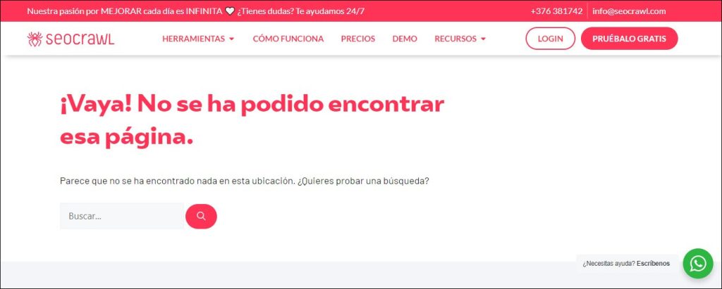 Example of a 404 error page