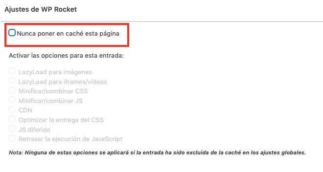 como excluir pagina de la cache