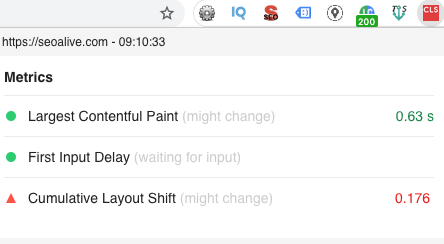 extension core web vitals