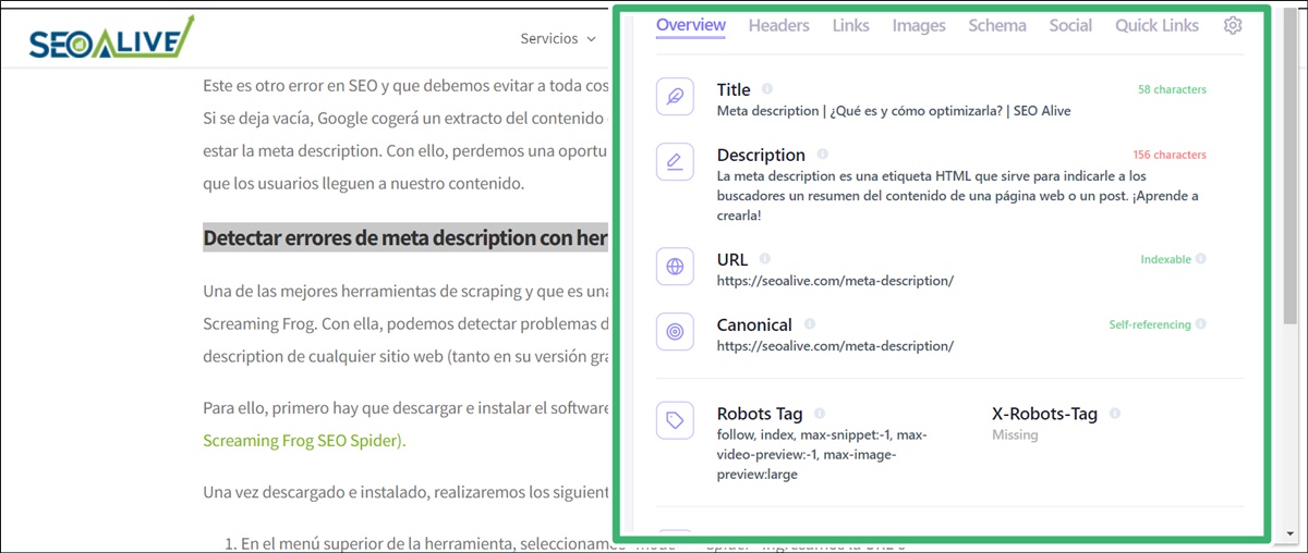 Extension SEO Detailed SEO Extensión