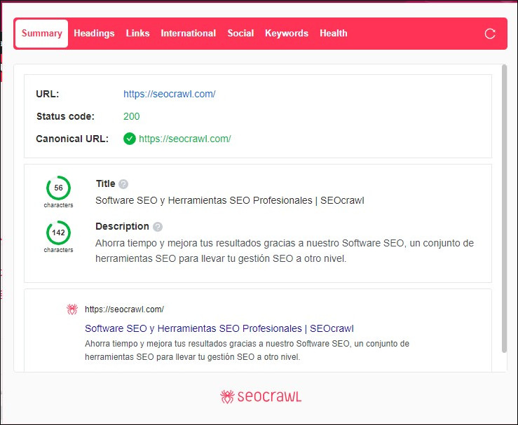 SEOCrawl Google Chrome extension