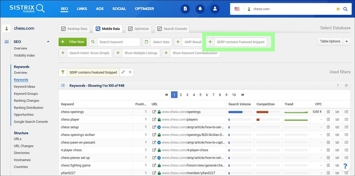 Featured Snippet Sistrix