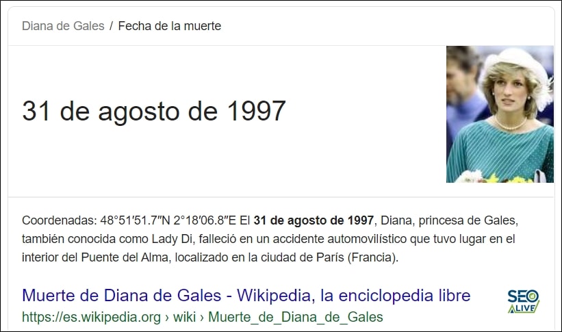 Featured Snippet Fecha Fallecimiento
