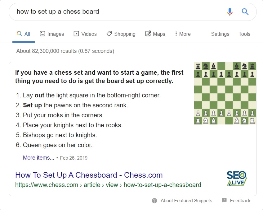 List Featured Snippet SEO