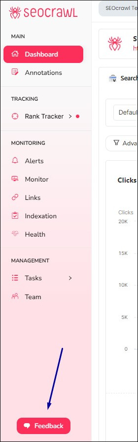 Botón de feedback en menú lateral