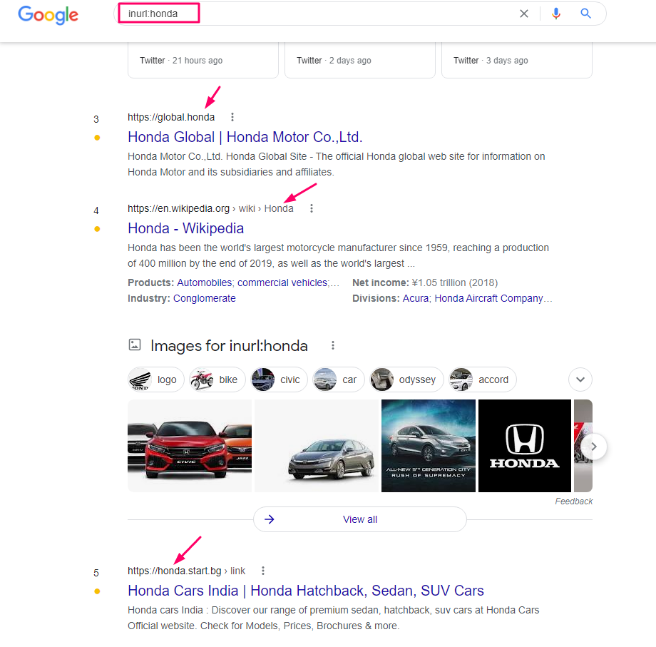 inurl search command