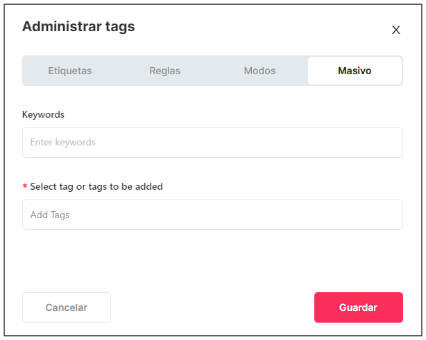 Etiquetado masivo de keywords en SEOcrawl