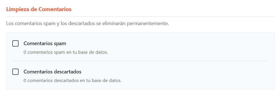 limpieza de comentarios wp rocket