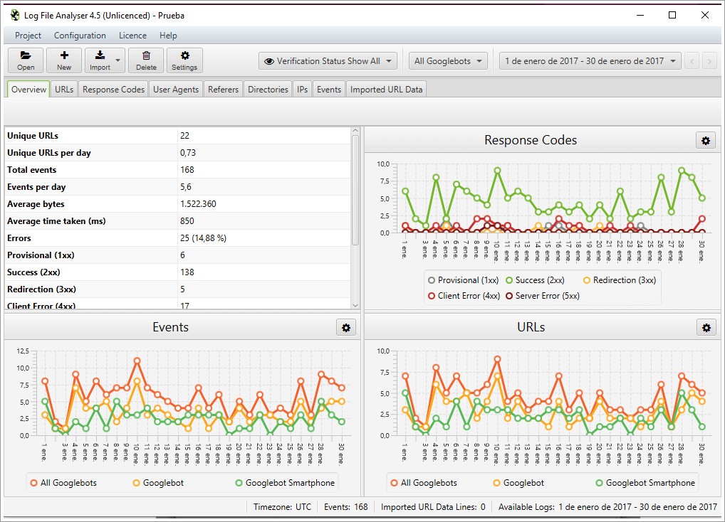 Analisis SEO de logs con Screaming Frog Log Analyzer