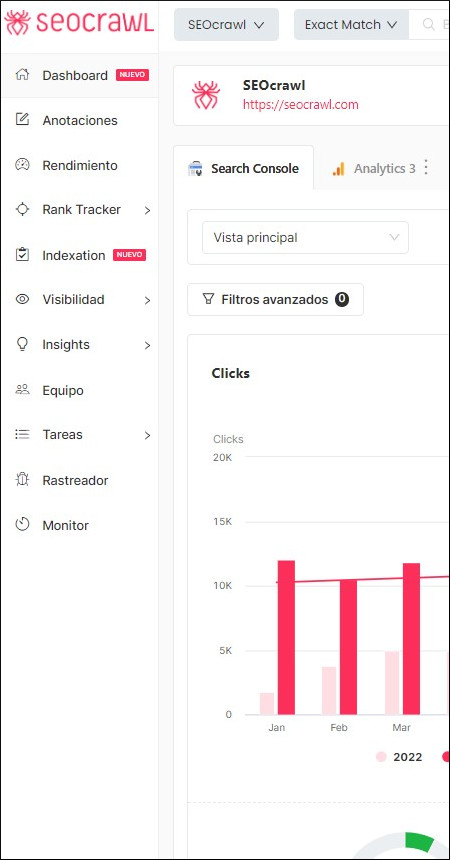Menú sticky siempre desplegado en SEOcrawl