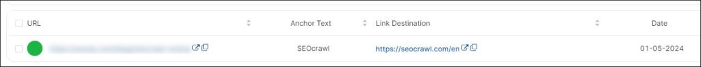 Link monitoring in link monitor in SEOCrawl