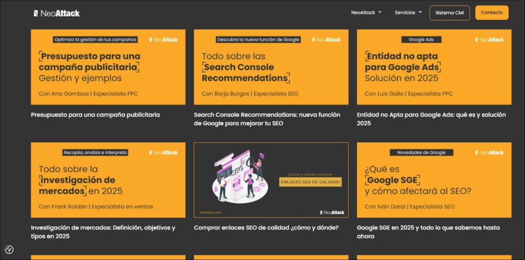 Vista general del blog de NeoAttack