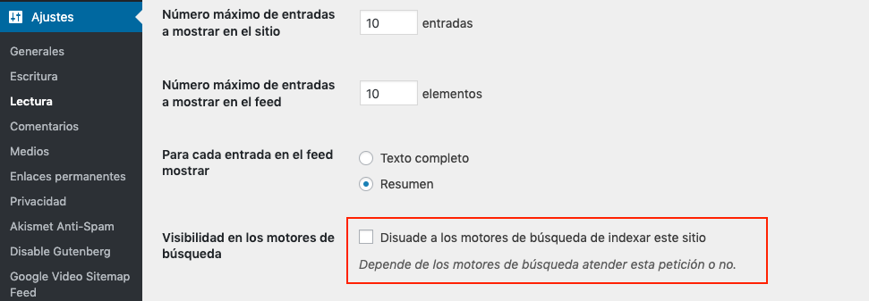 disuade a los motores de búsqueda