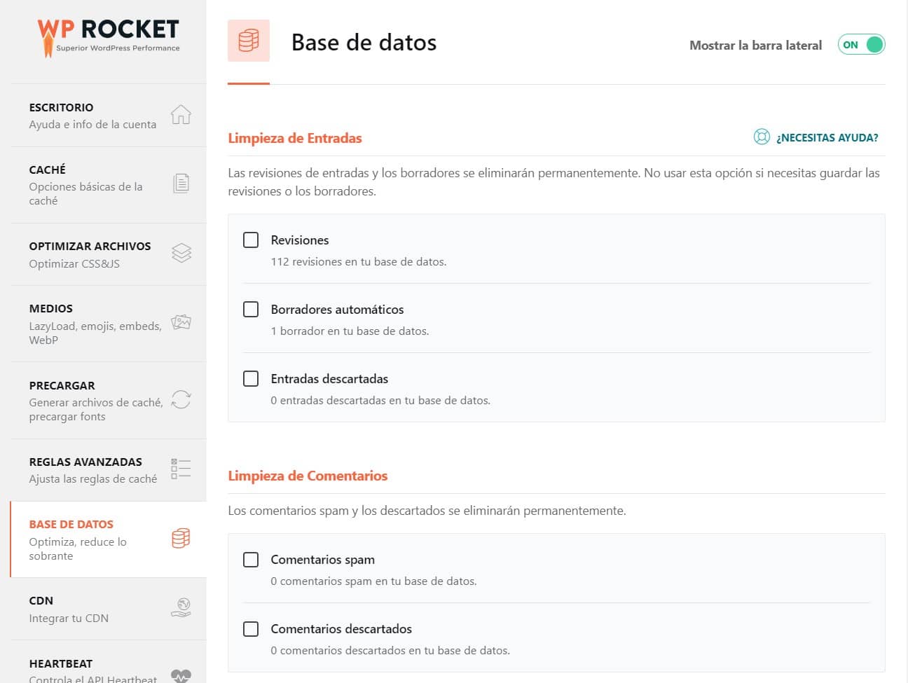 optimización de la base de datos de wordpress