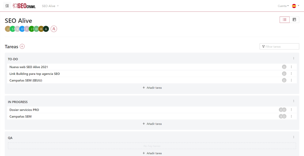 Organizador tareas seo