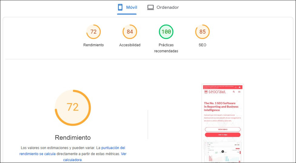 Mobile analysis with Lighthouse