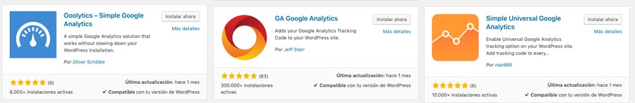 plugins para seguimiento google analytics
