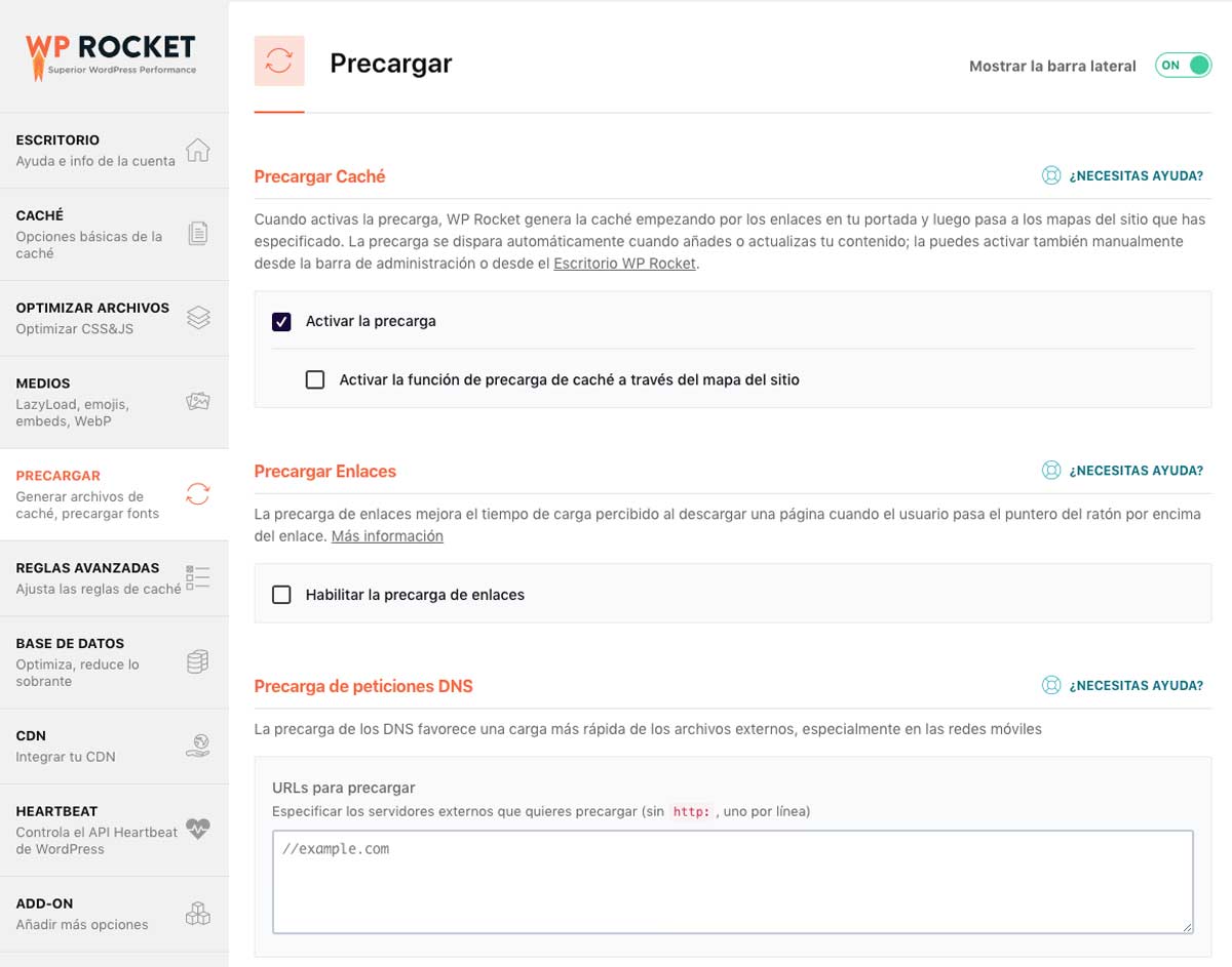 precarga de cache en wprocket