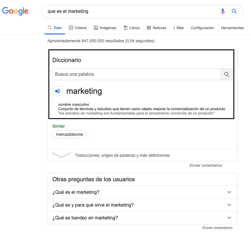 Respuestas instantáneas en las serps