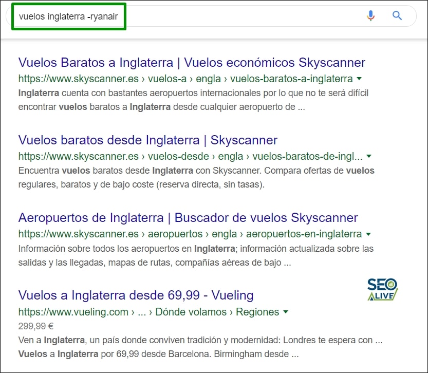 Resultados Filtrados Google