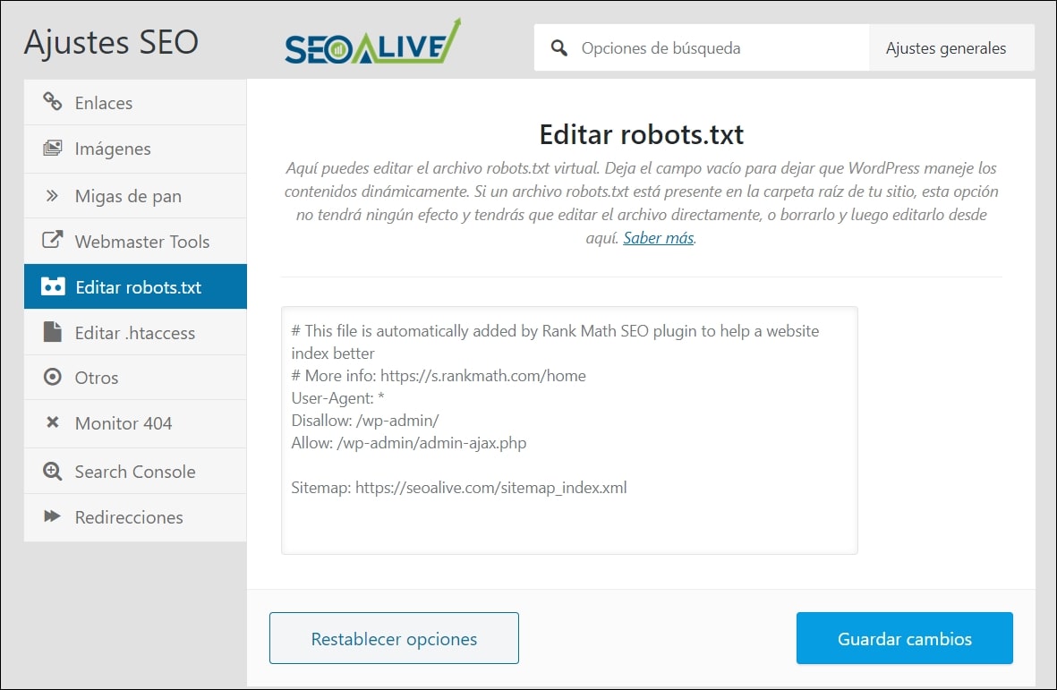 Robots TXT en Wordpress