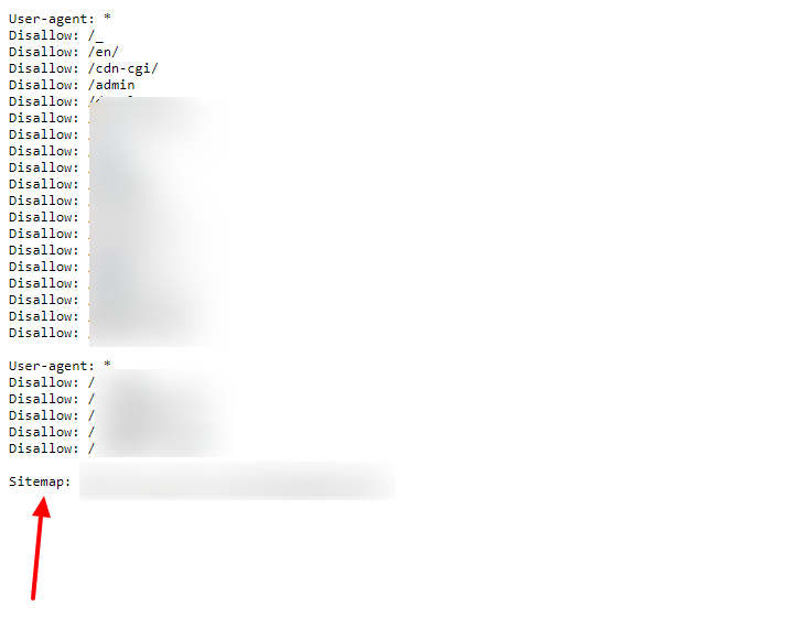 Sitemap file address included in the robots.txt file