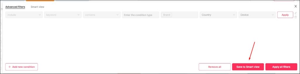 Save to smart view in SEOcrawl