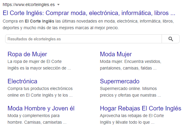 Search Box El Corte Inglés