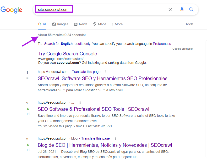 site: operator in search