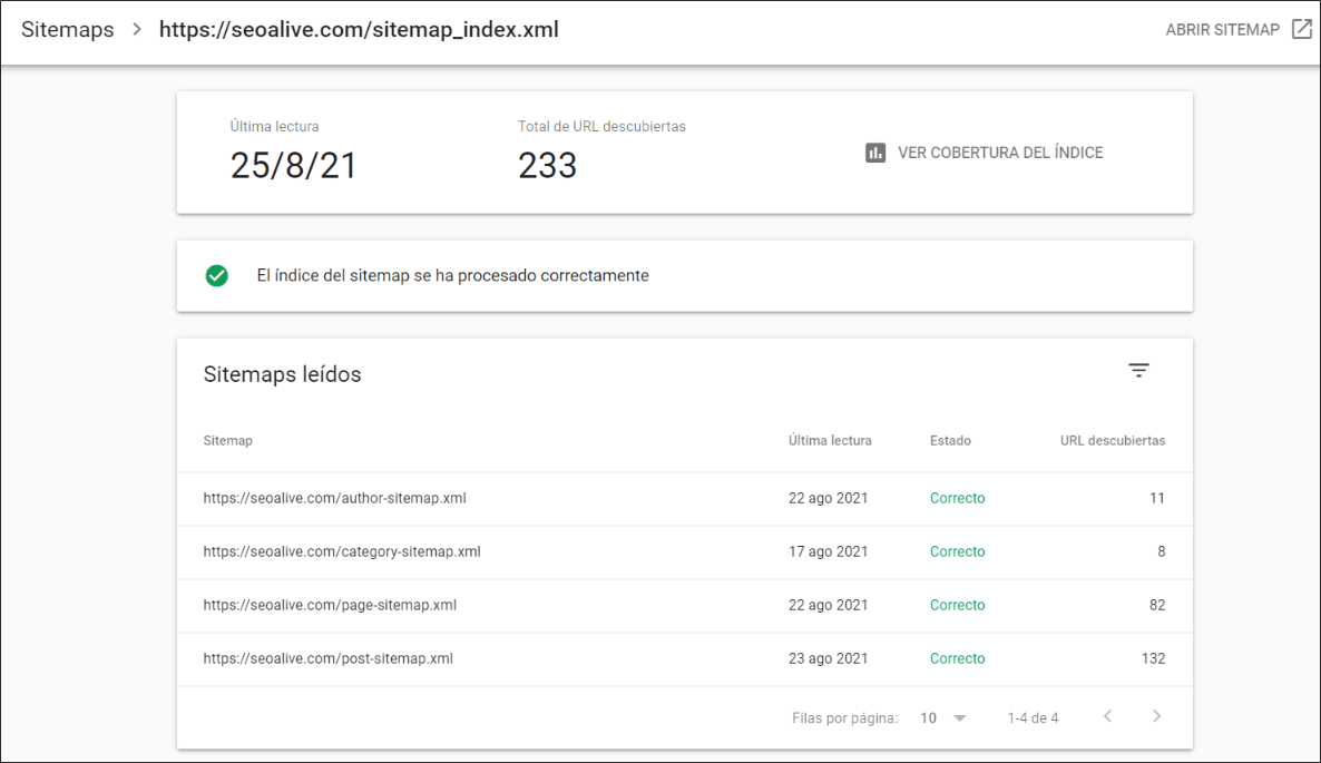 Sitemaps en Search Console