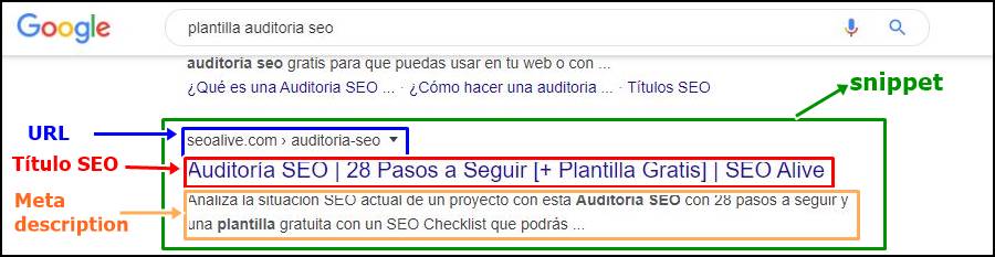 Ejemplo práctico de implementación de título SEO en un snippet