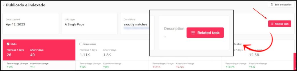 Access a task linked to an annotation by clicking on a button