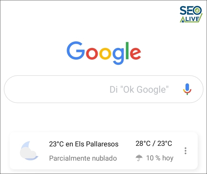Tiempo Google Discover
