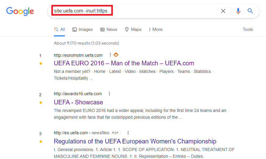 non secure pages indexed