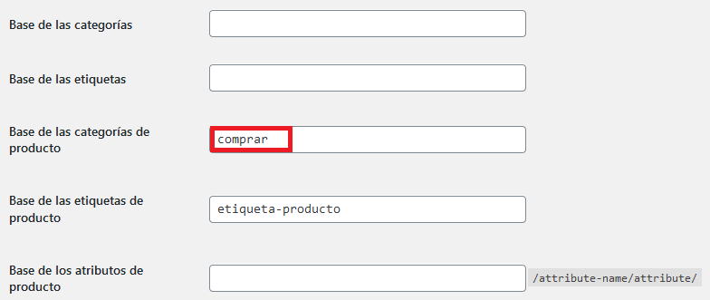 URL de categorías. SEO para woocommerce