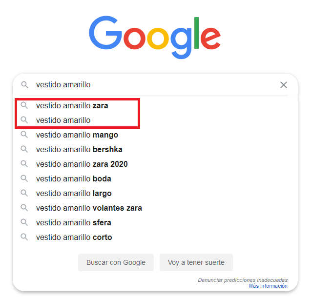 autocompletado con vestido amarillo