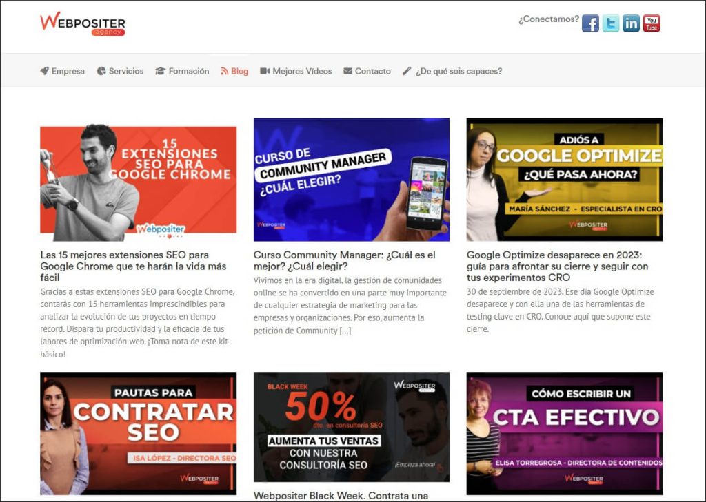 Vista general del blog de Webpositer