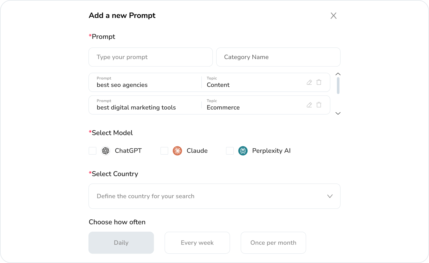 Add and Monitor Custom Prompts