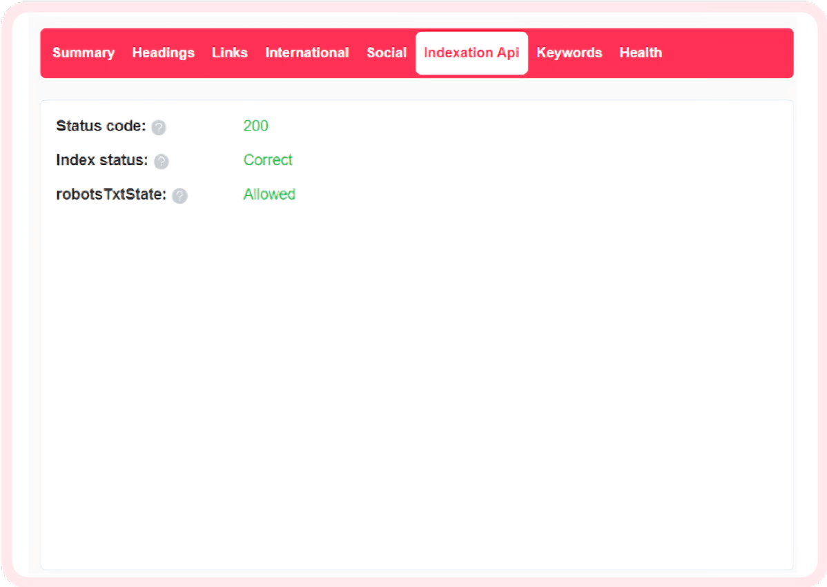 Search Console Indexation API